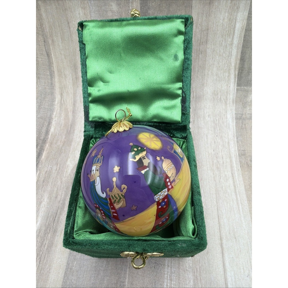 2013 Pier 1 Li Bien Christmas Ornament 3 KINGS WISE MEN Reverse Painted Glass‎